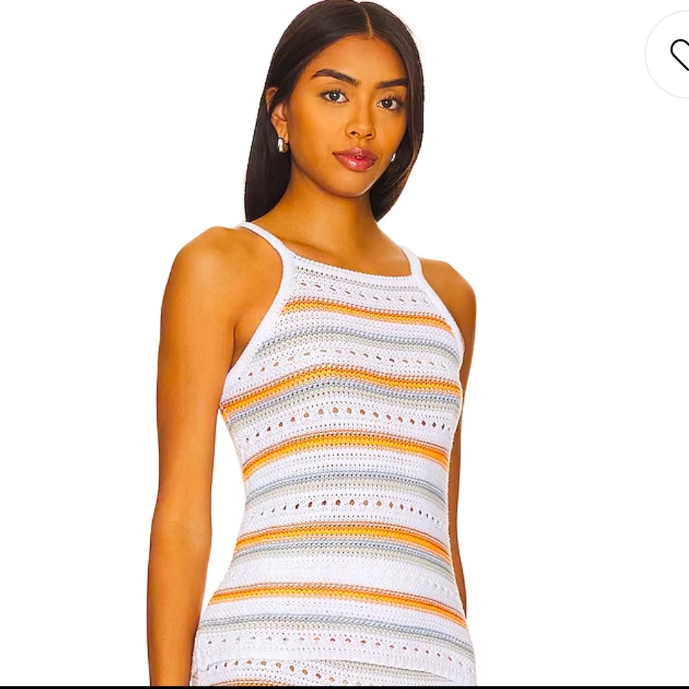 NWT Revolves 525 Jinney Halter Tank in Bleached White Multi Striped Knit.